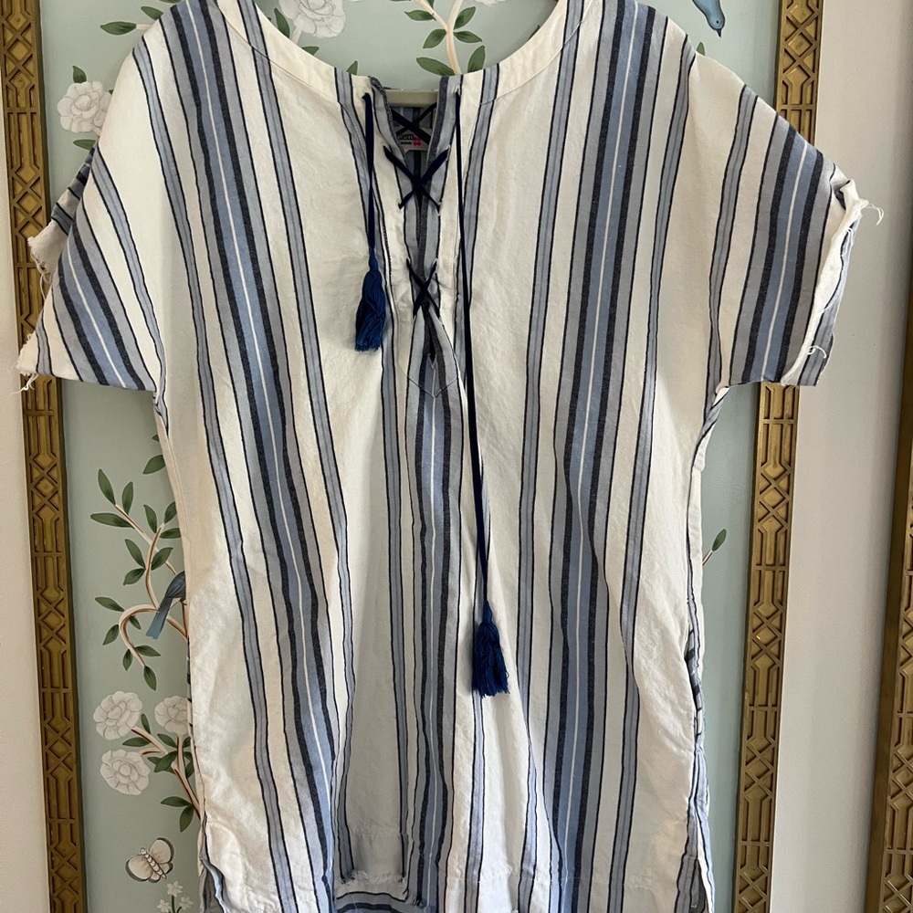 Lemlem Blue and White Striped Top